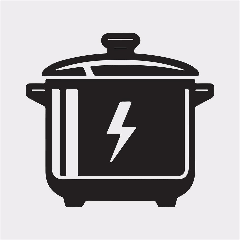 Electric pan Pressure Cooker silhouette on white background vector