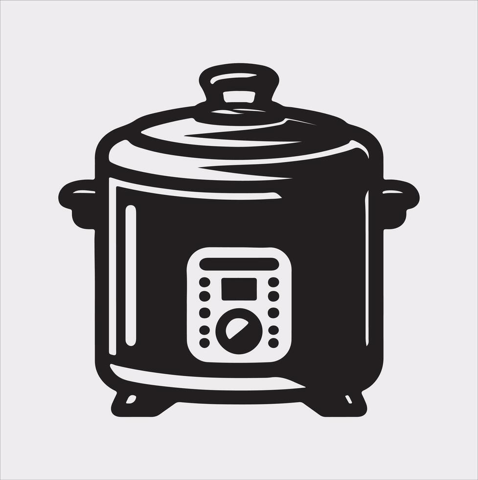 Electric pan Pressure Cooker silhouette on white background vector