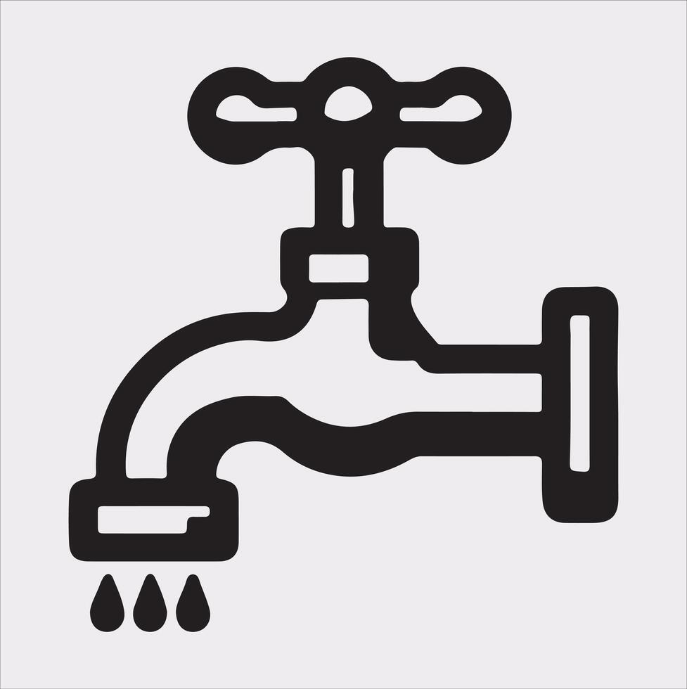 faucet line Art illustration silhouette on white background vector