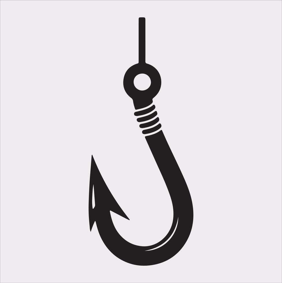 Fishing hook icon silhouette on white background vector