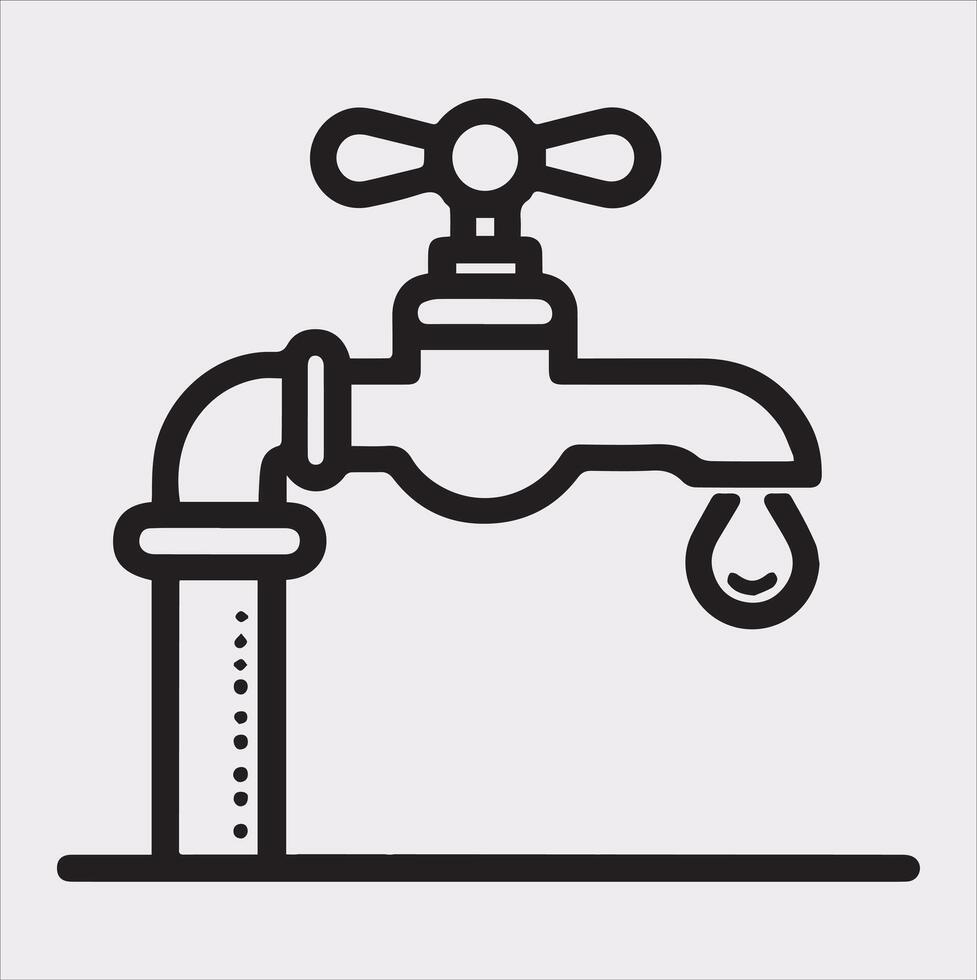 faucet line Art illustration silhouette on white background vector