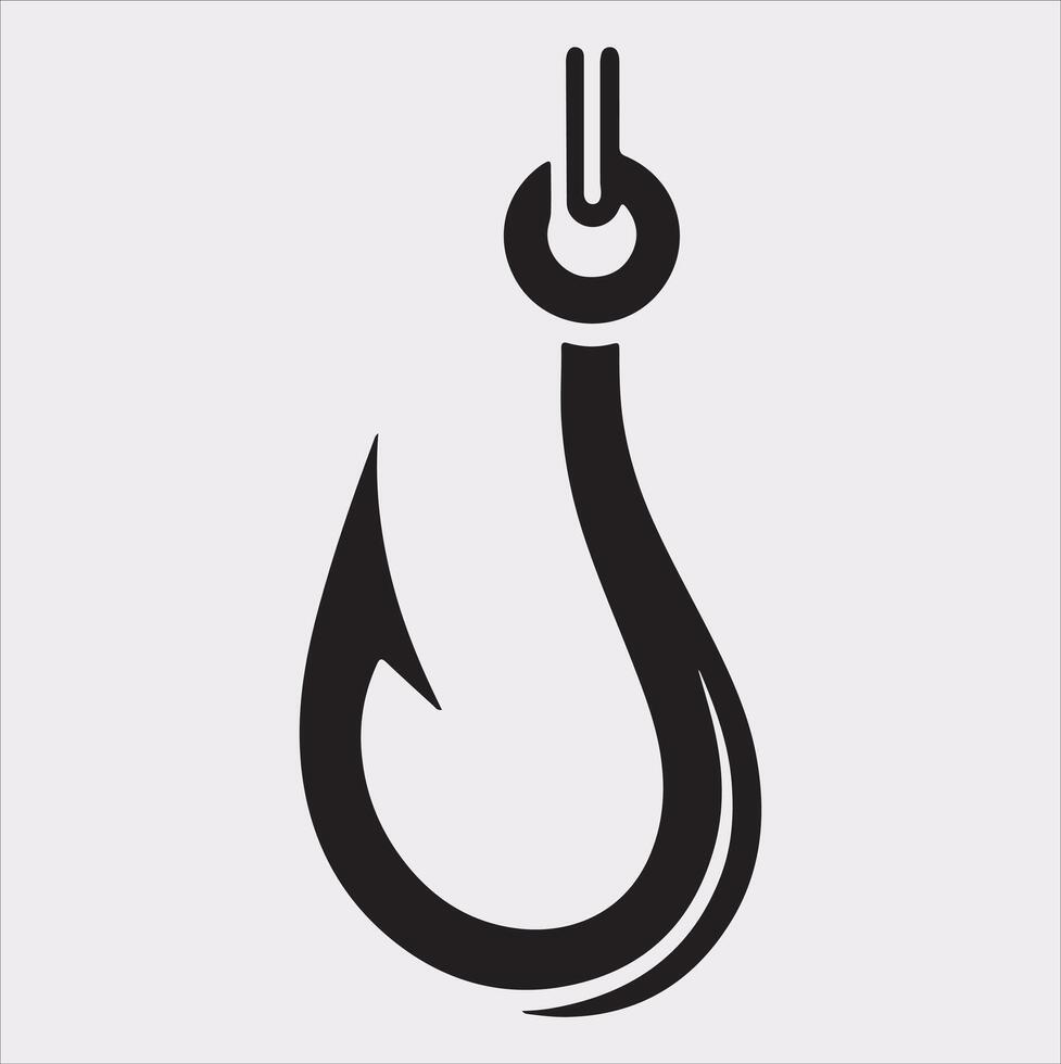 Fishing hook icon silhouette on white background vector