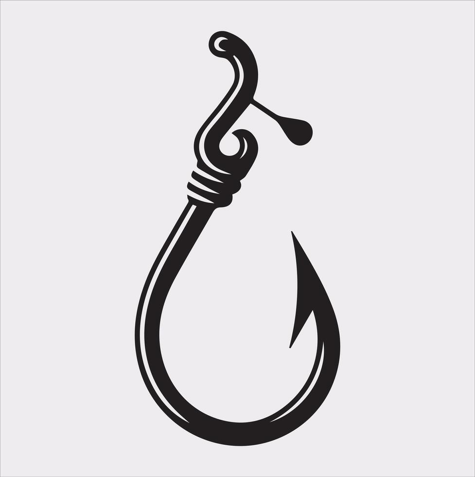 Fishing hook icon silhouette on white background vector