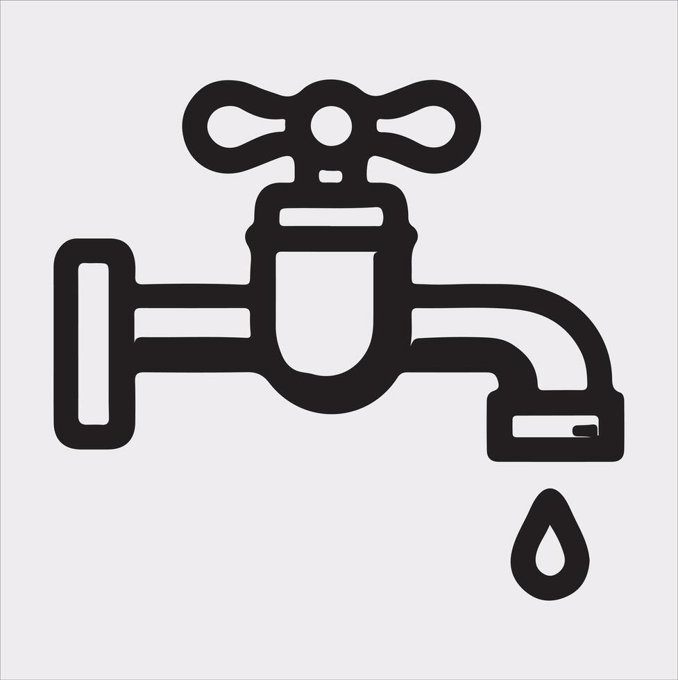 faucet line Art illustration silhouette on white background vector