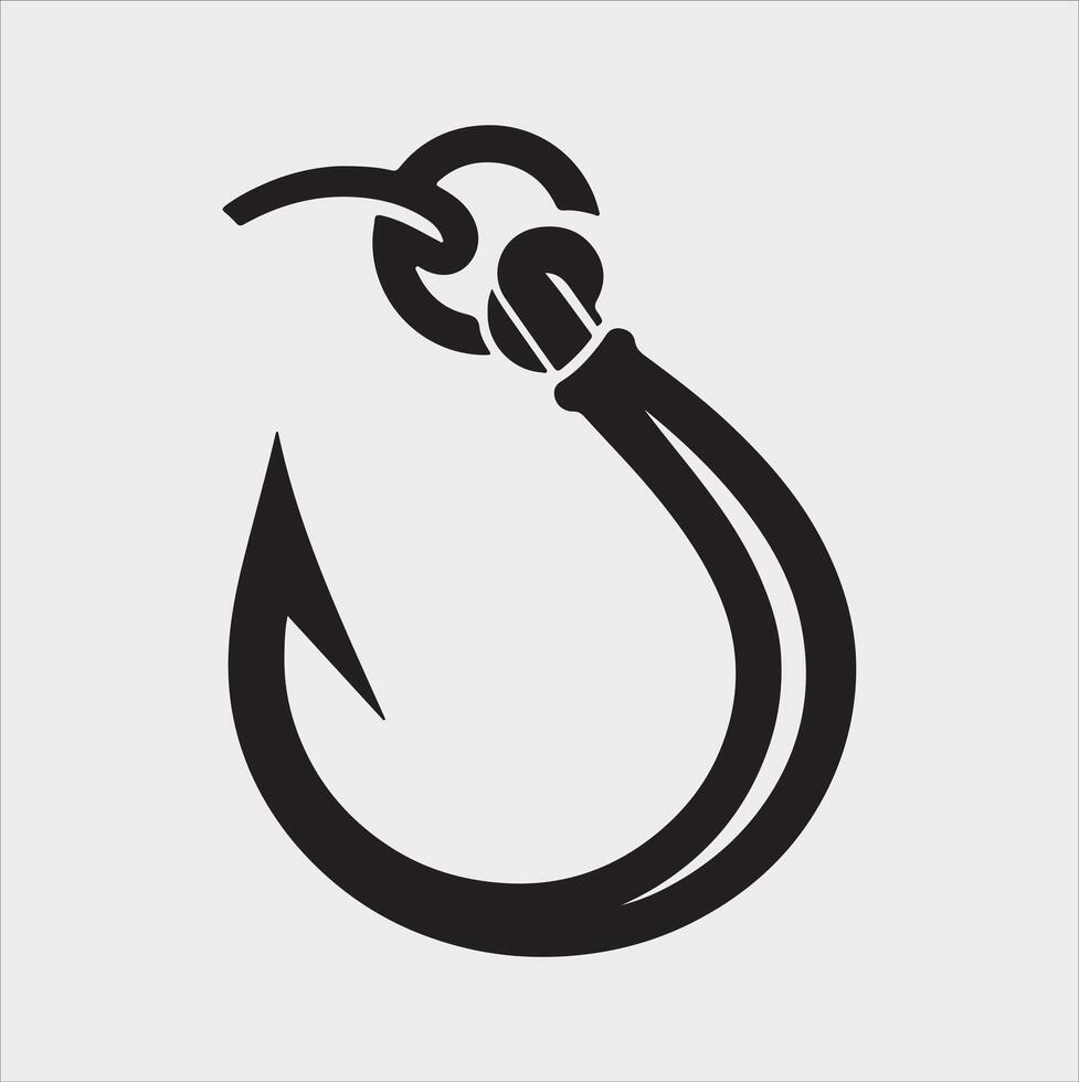 Fishing hook icon silhouette on white background vector