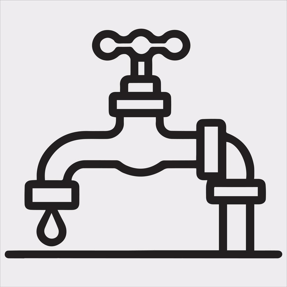 faucet line Art illustration silhouette on white background vector