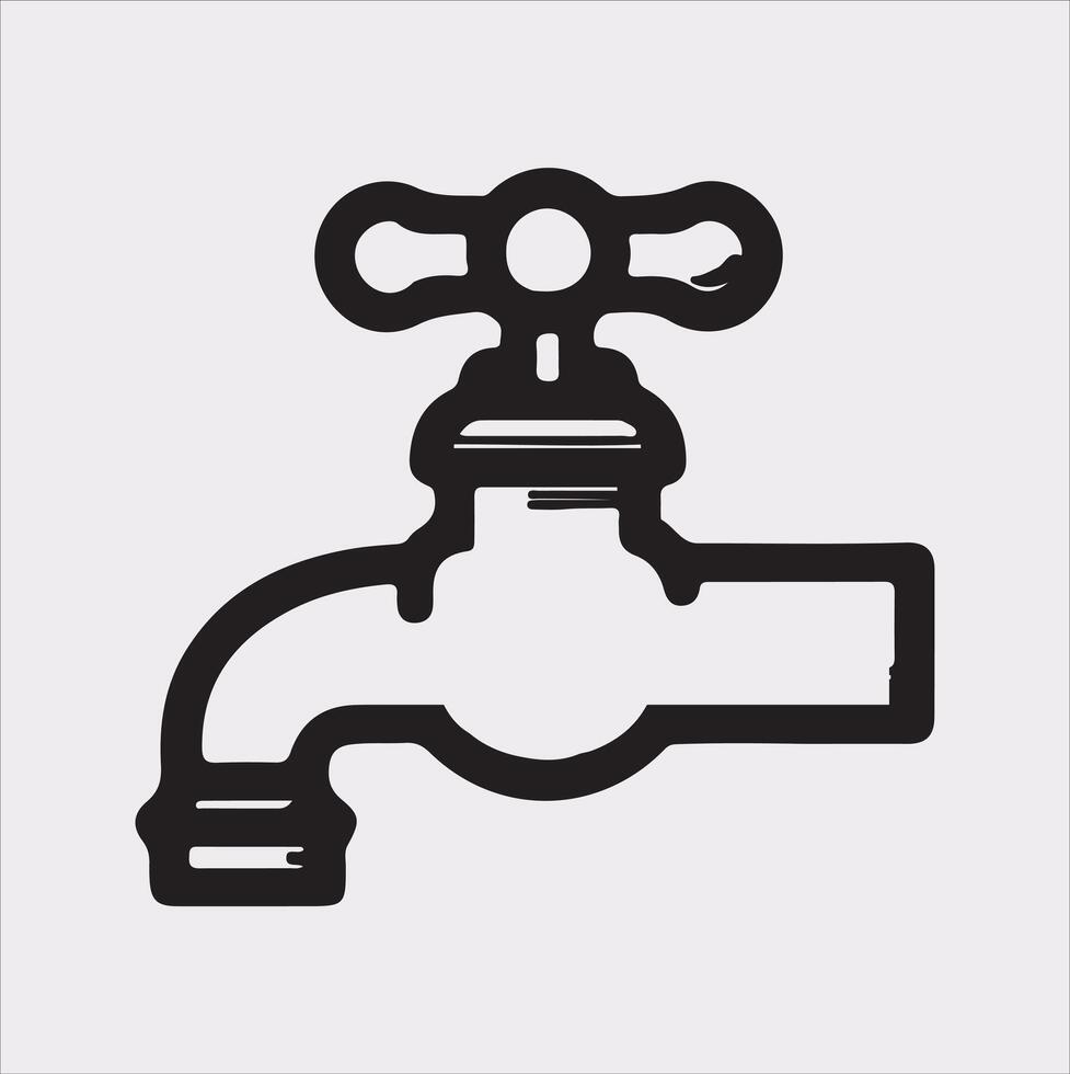 faucet line Art illustration silhouette on white background vector