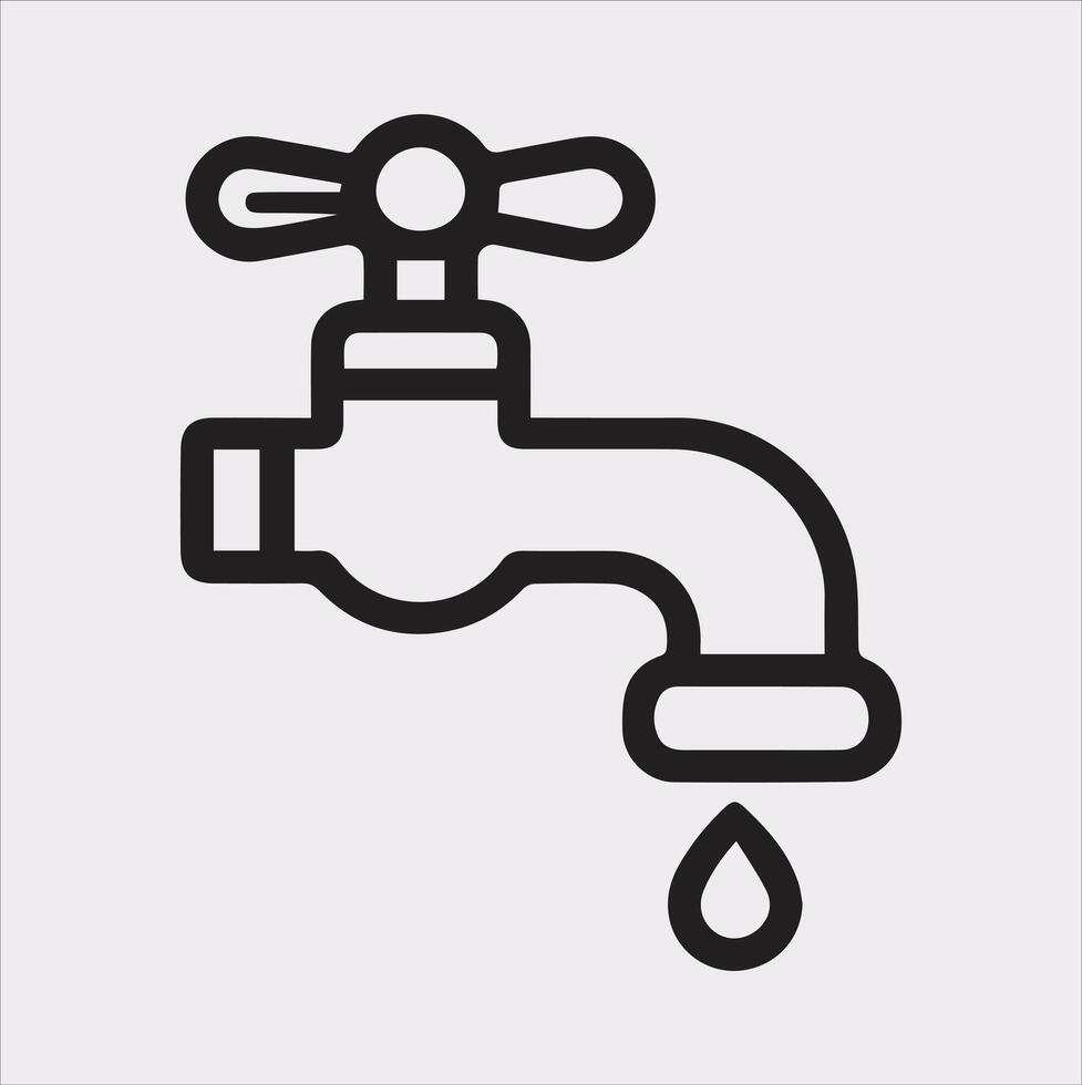 faucet line Art illustration silhouette on white background vector