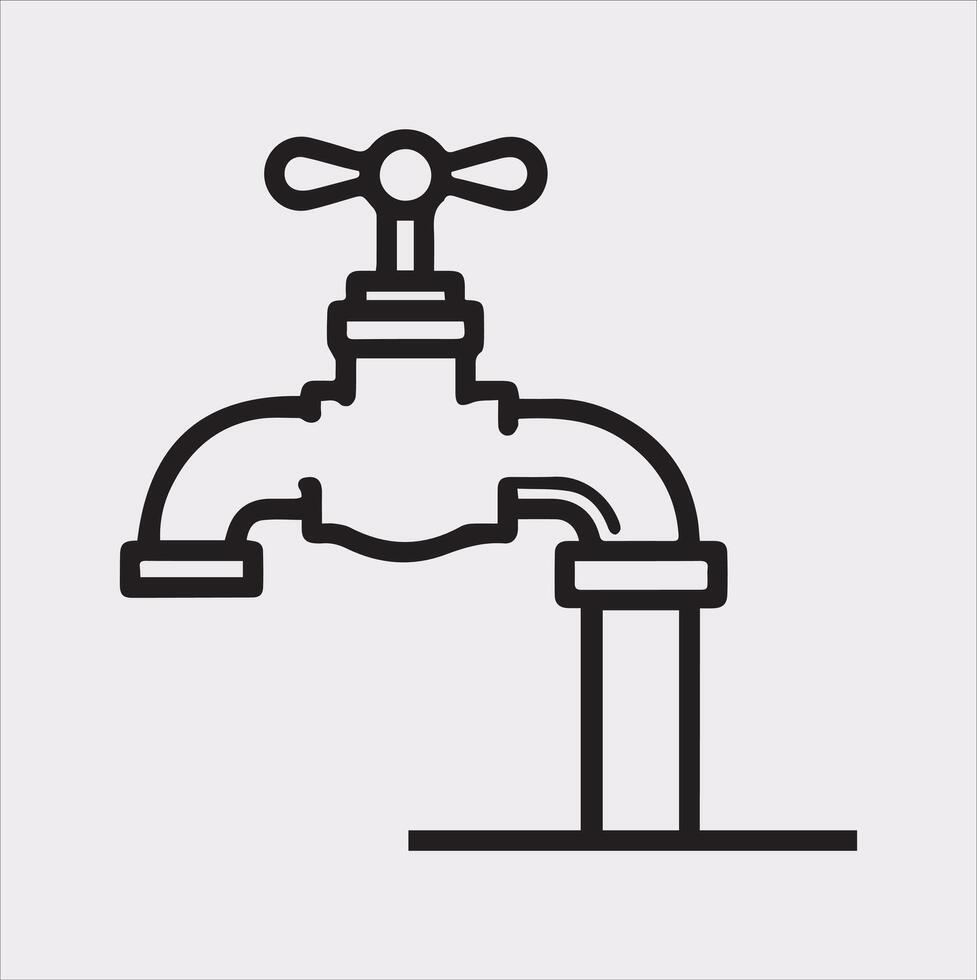 faucet line Art illustration silhouette on white background vector