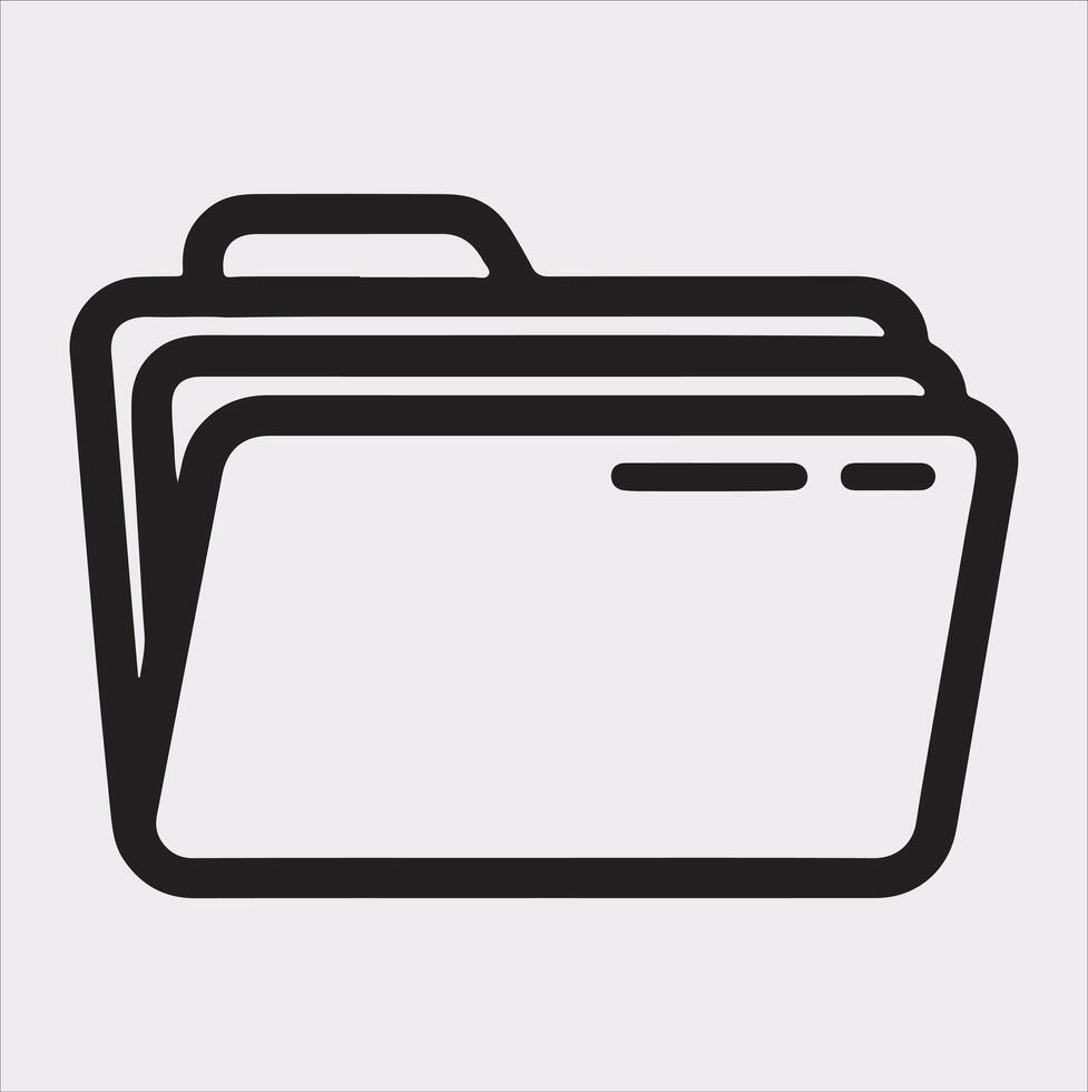 Folder line icon silhouette on white background vector