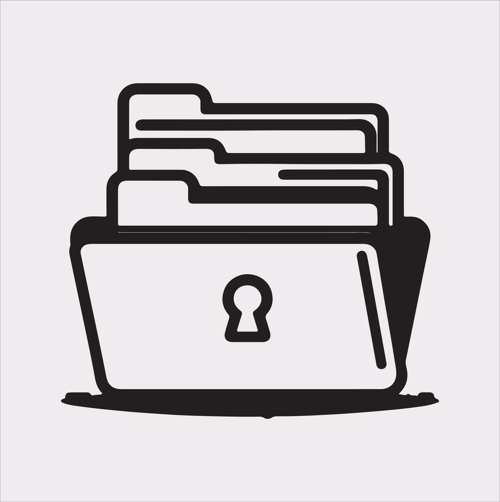 Folder line icon silhouette on white background vector
