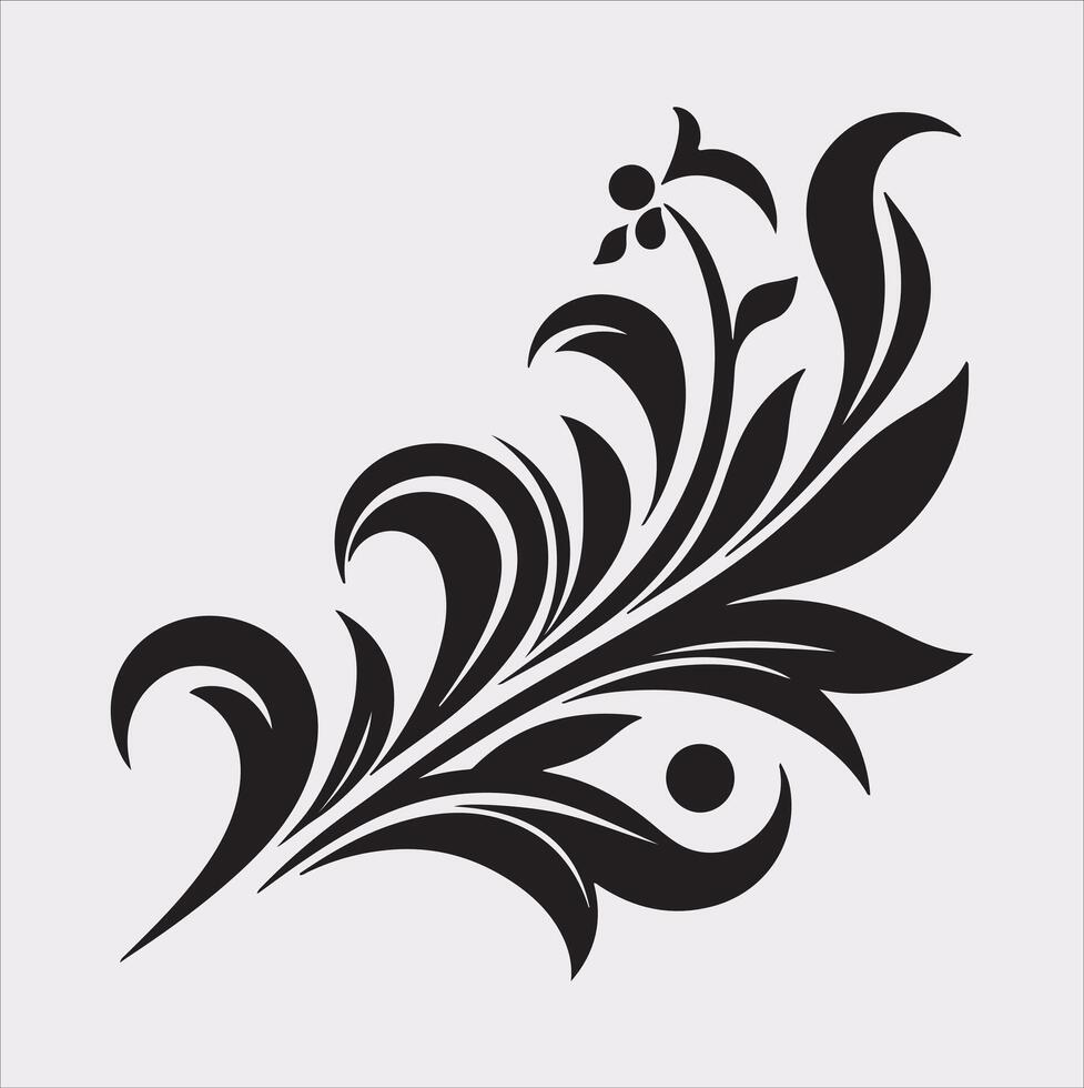 floral Art silhouette on white background vector