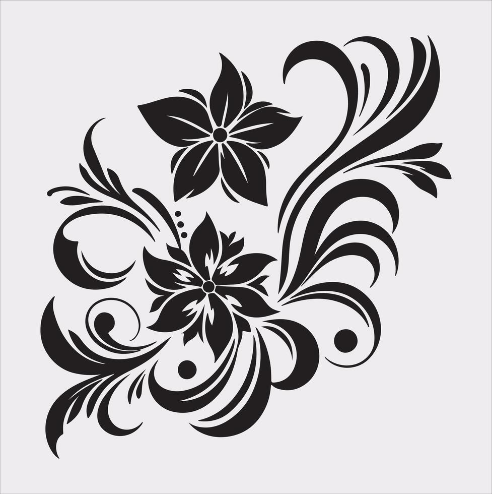 floral Art silhouette on white background vector