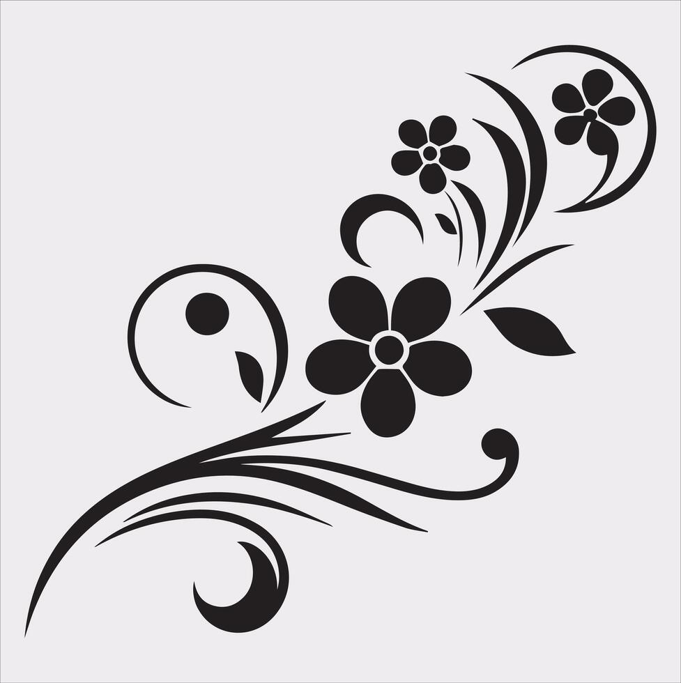 floral Art silhouette on white background vector