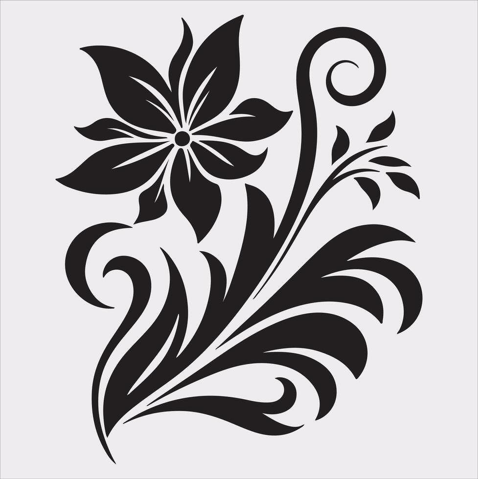 floral Art silhouette on white background vector