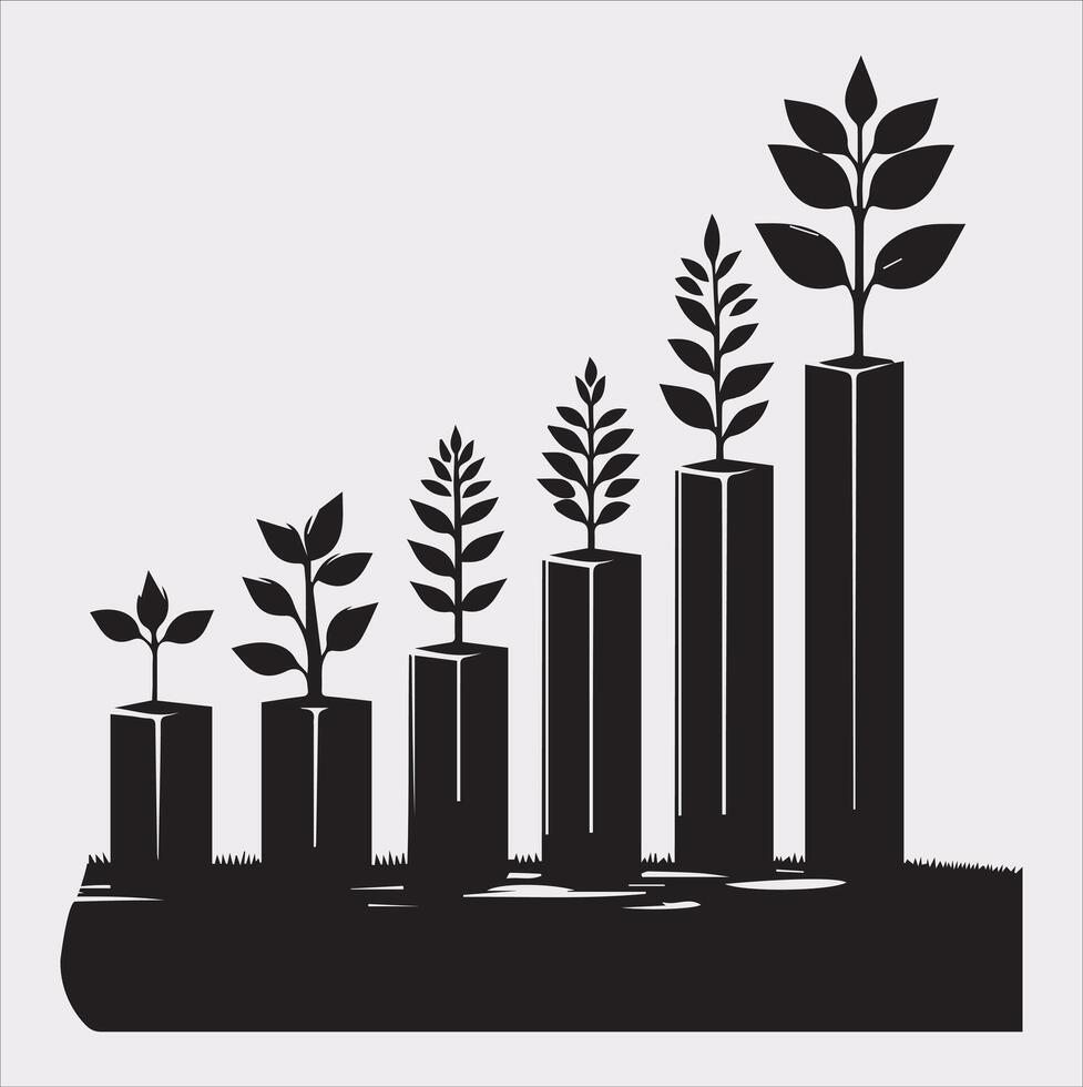 growth tree silhouette on white background vector