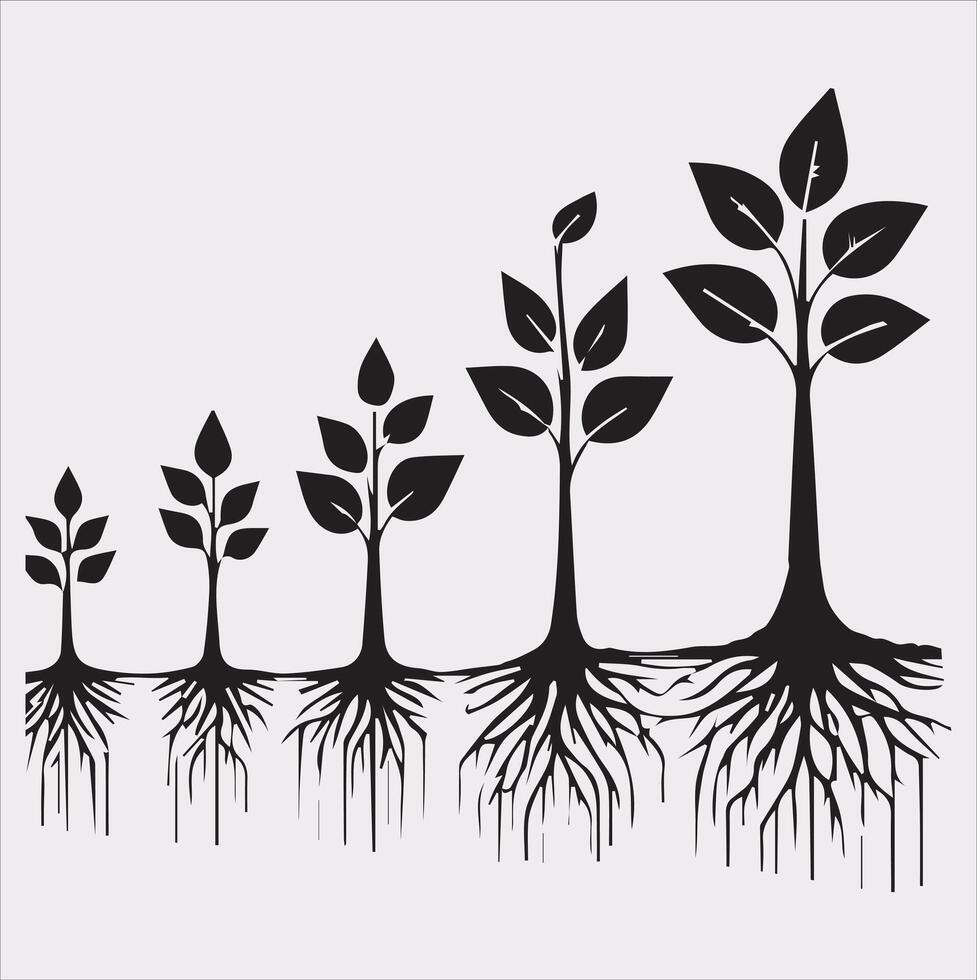 growth tree silhouette on white background vector