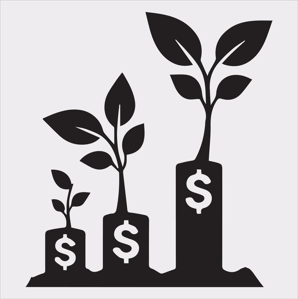 growth tree silhouette on white background vector