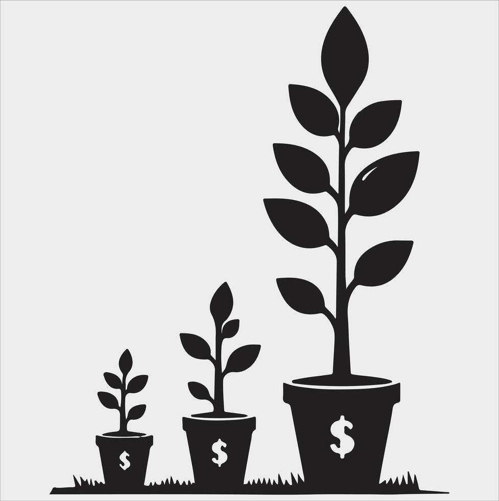 growth tree silhouette on white background vector