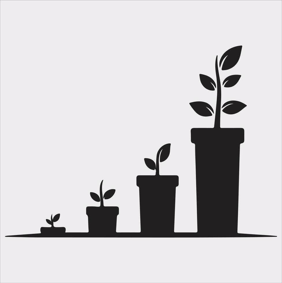 growth tree silhouette on white background vector