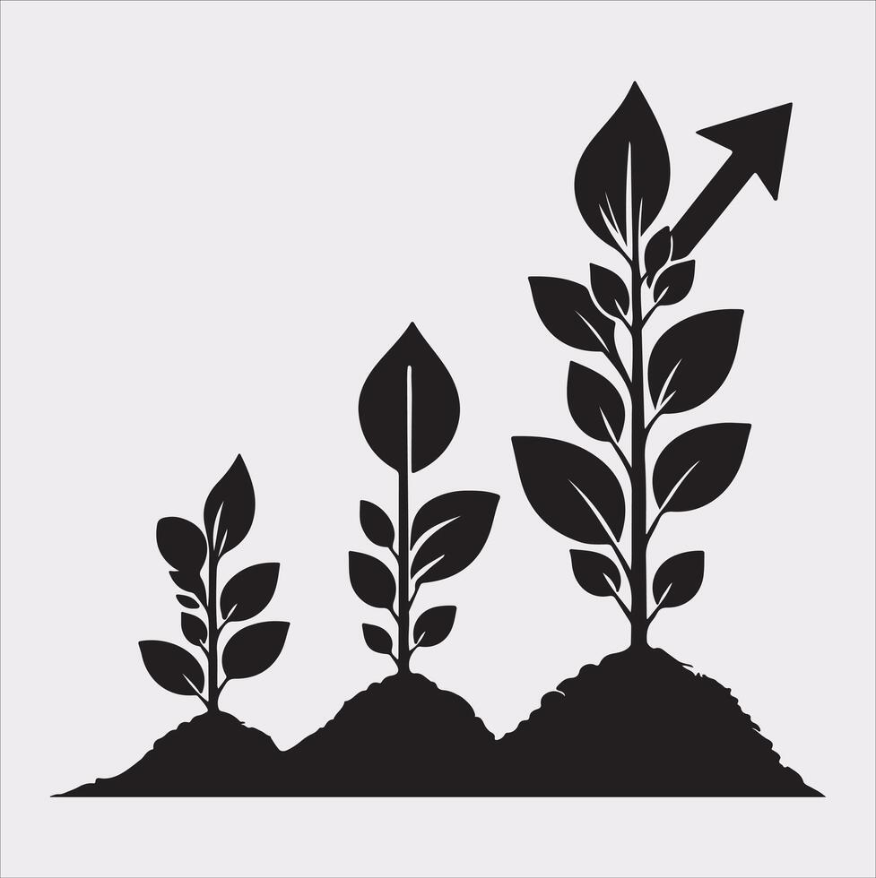 growth tree silhouette on white background vector