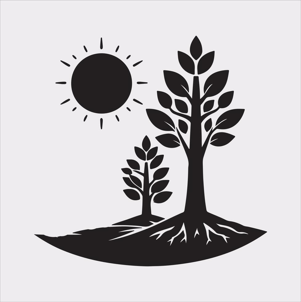growth tree silhouette on white background vector