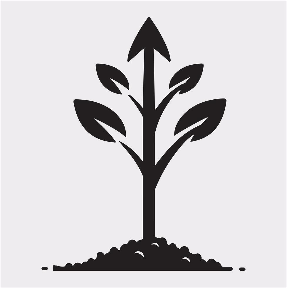 growth tree silhouette on white background vector