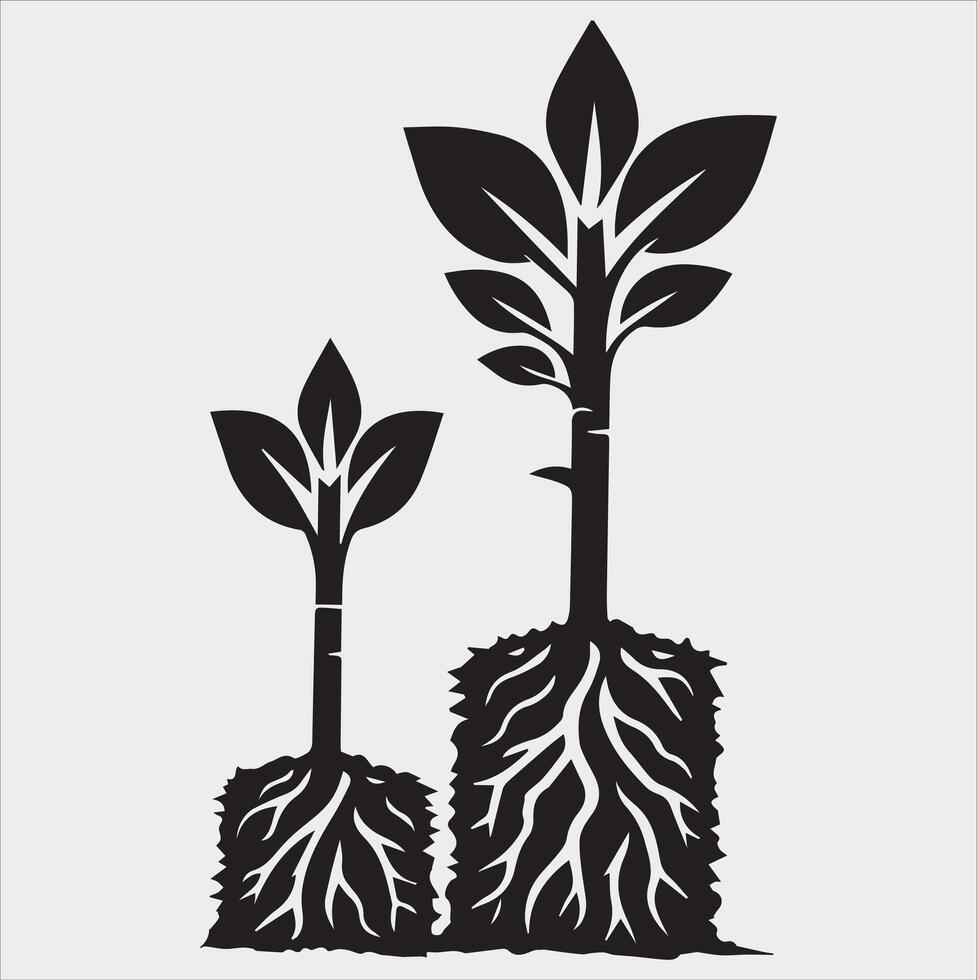 growth tree silhouette on white background vector