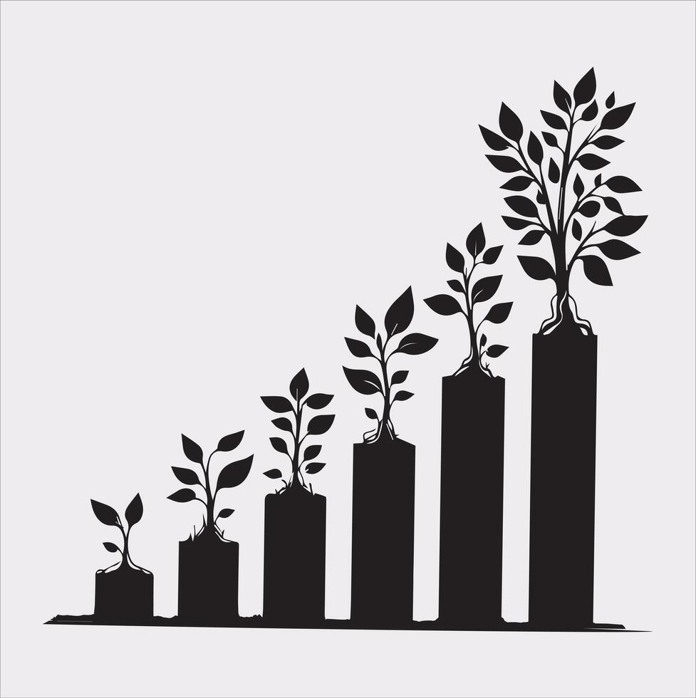 growth tree silhouette on white background vector