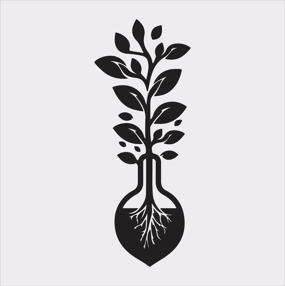 growth tree silhouette on white background vector