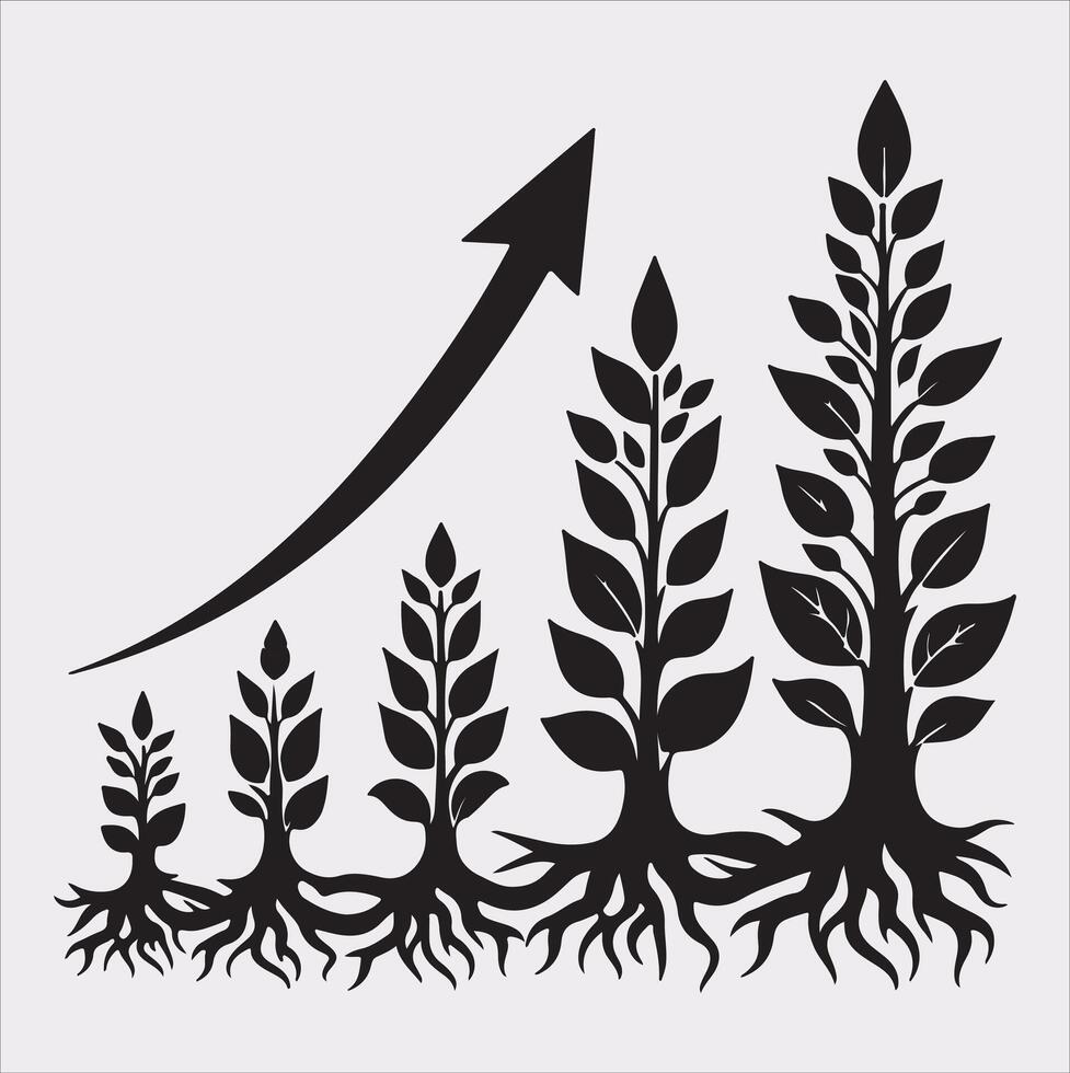 growth tree silhouette on white background vector