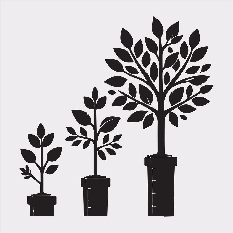growth tree silhouette on white background vector