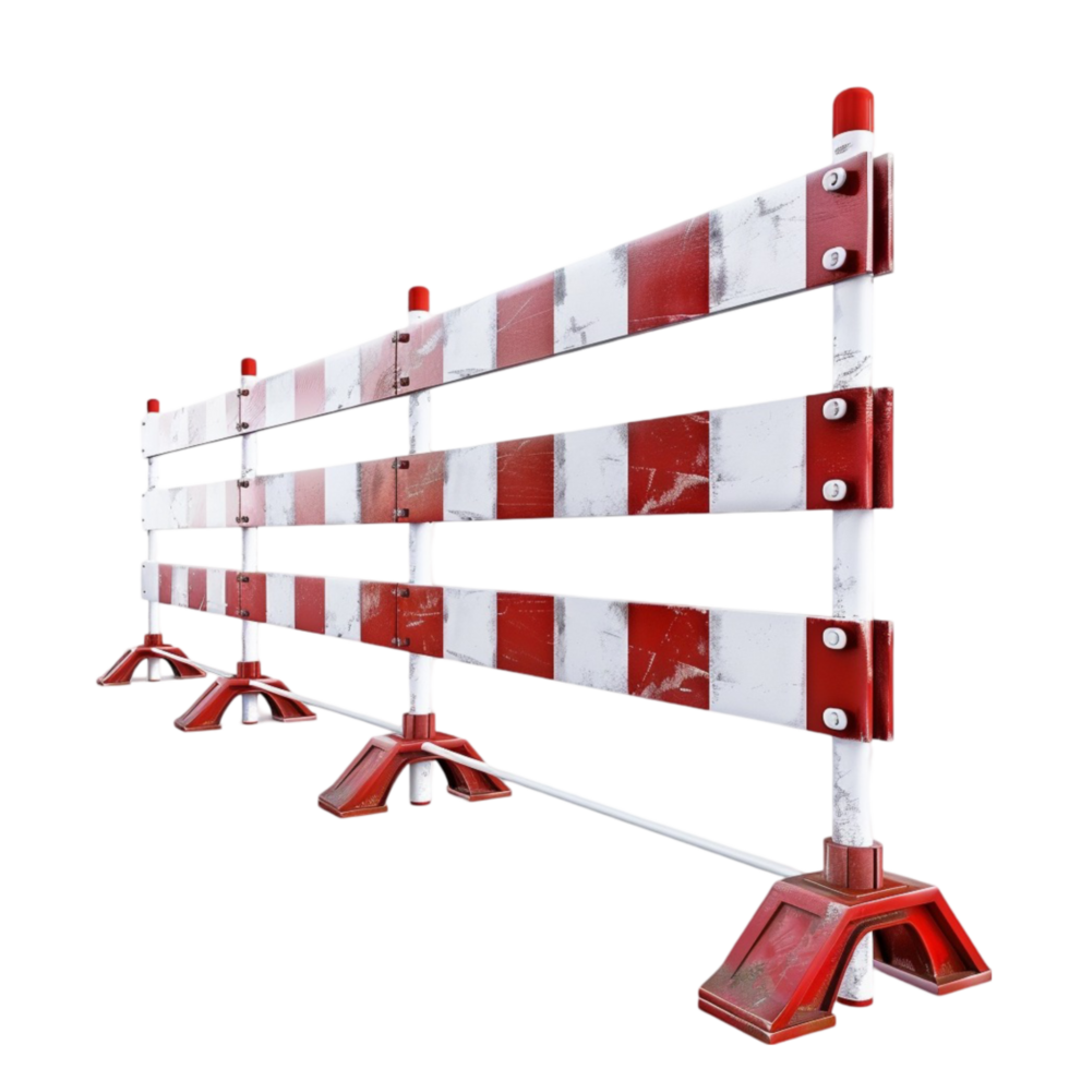 A Barrier With Red And White Stripes On Transparent background. png