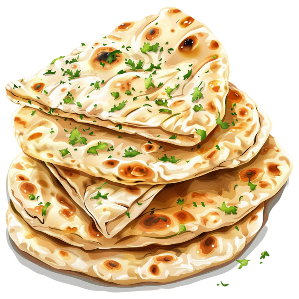 A Stack Of Flat Breads On A Transparent Background. png