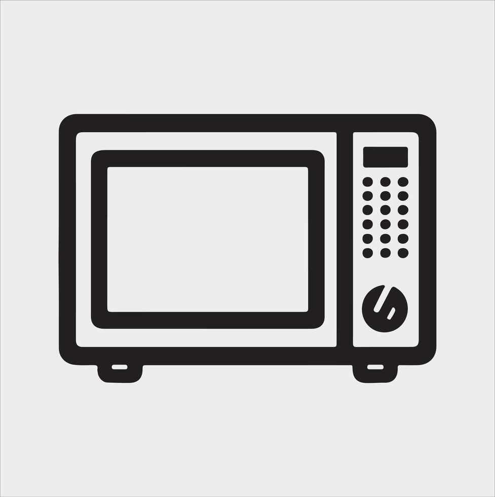 Microwave line art silhouette on white background vector