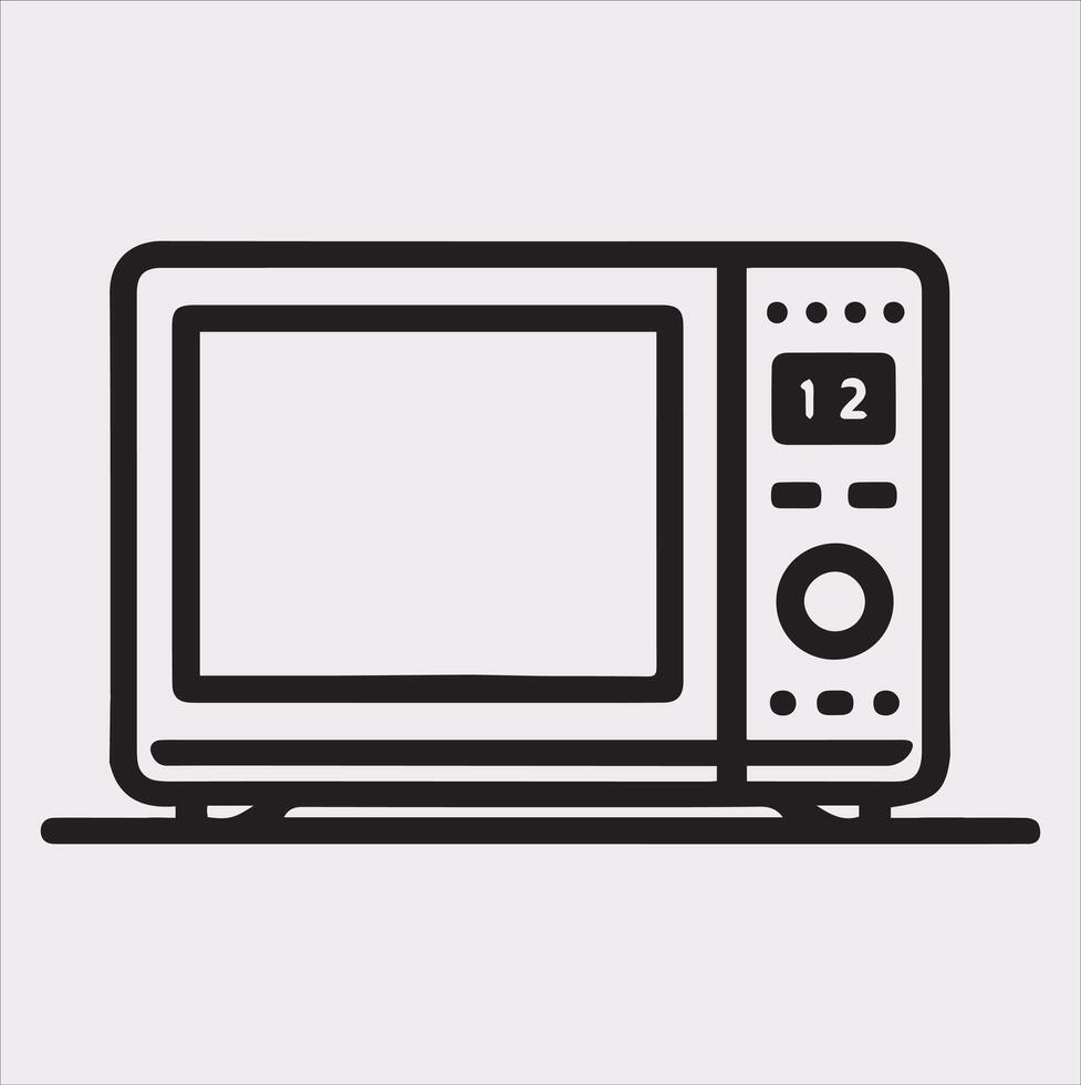 Microwave line art silhouette on white background vector