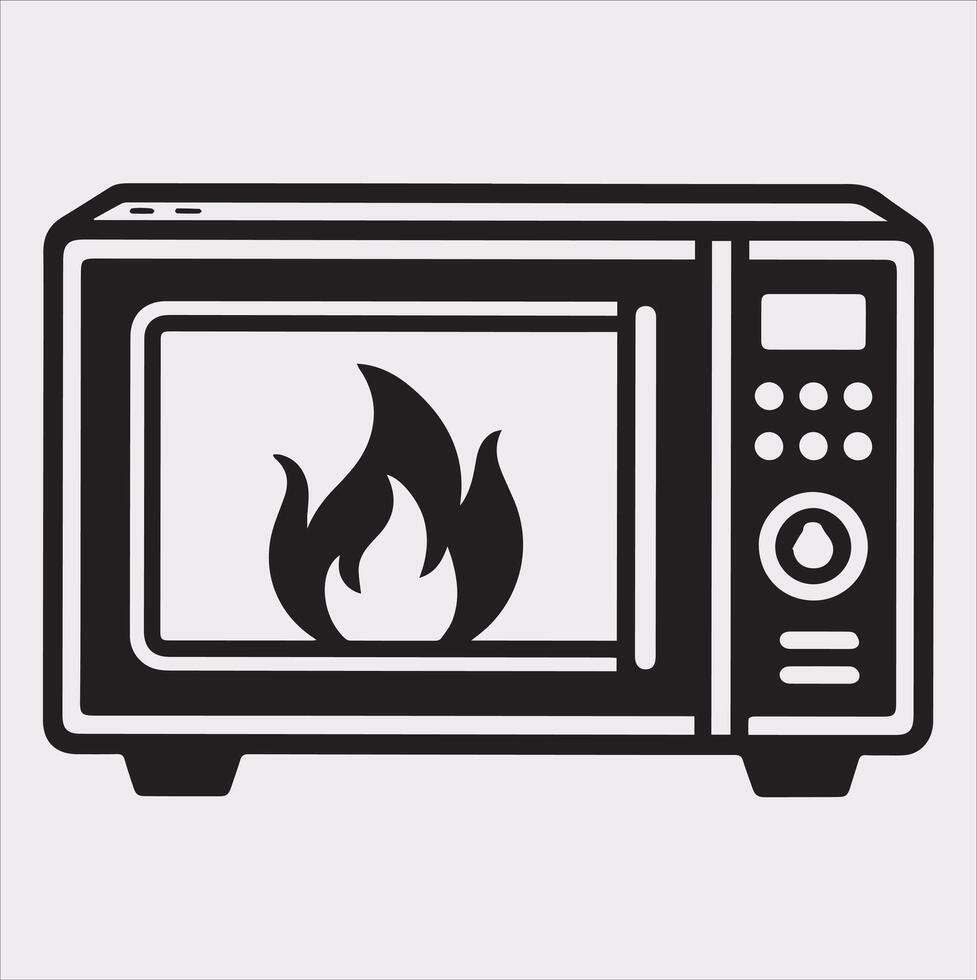 Microwave line art silhouette on white background vector