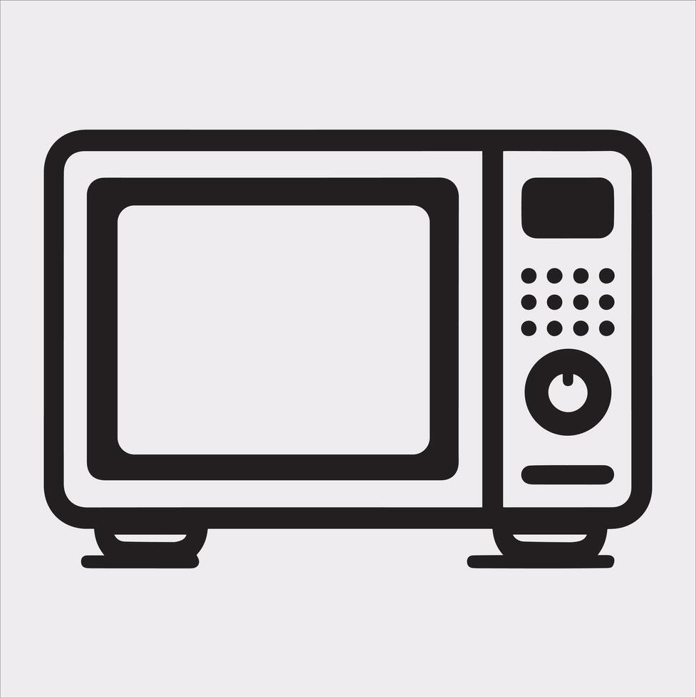 Microwave line art silhouette on white background vector