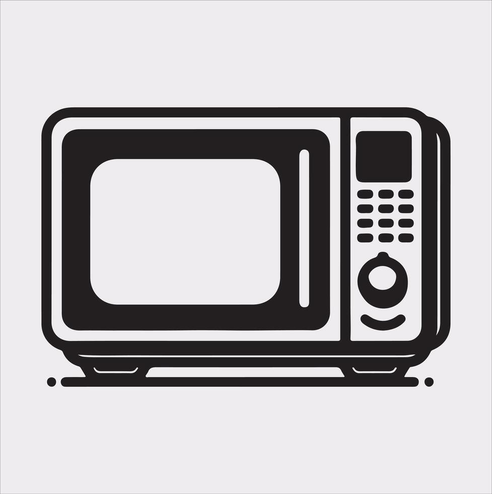 Microwave line art silhouette on white background vector
