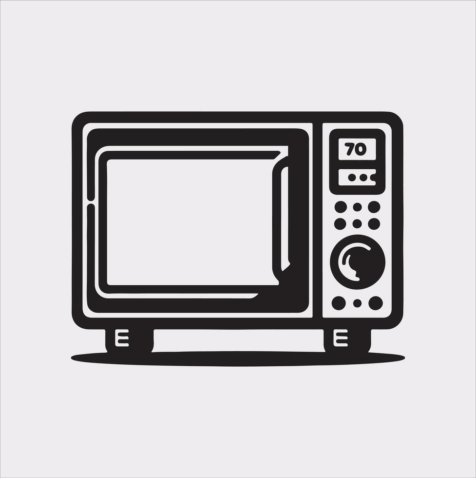 Microwave line art silhouette on white background vector