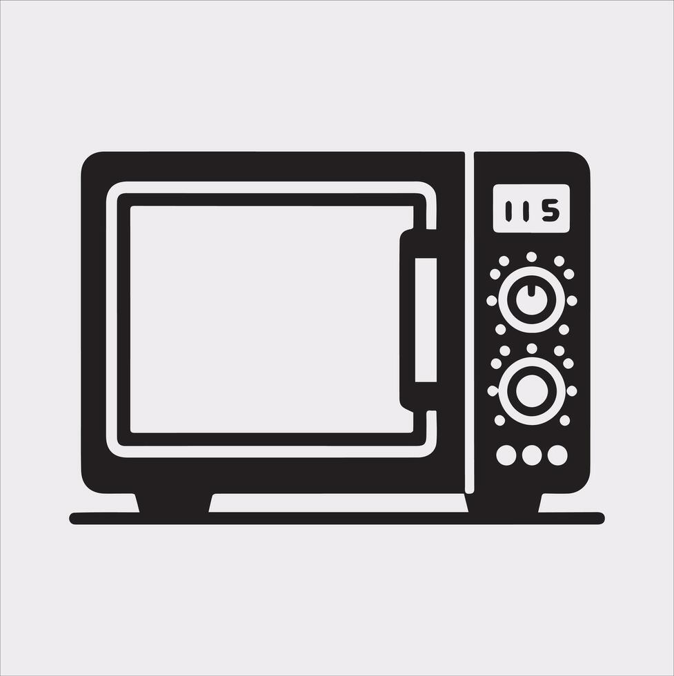 Microwave line art silhouette on white background vector