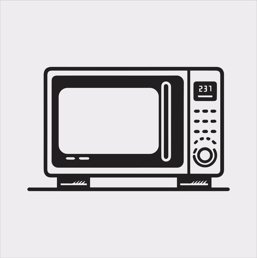 Microwave line art silhouette on white background vector