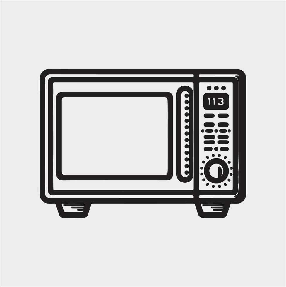 Microwave line art silhouette on white background vector
