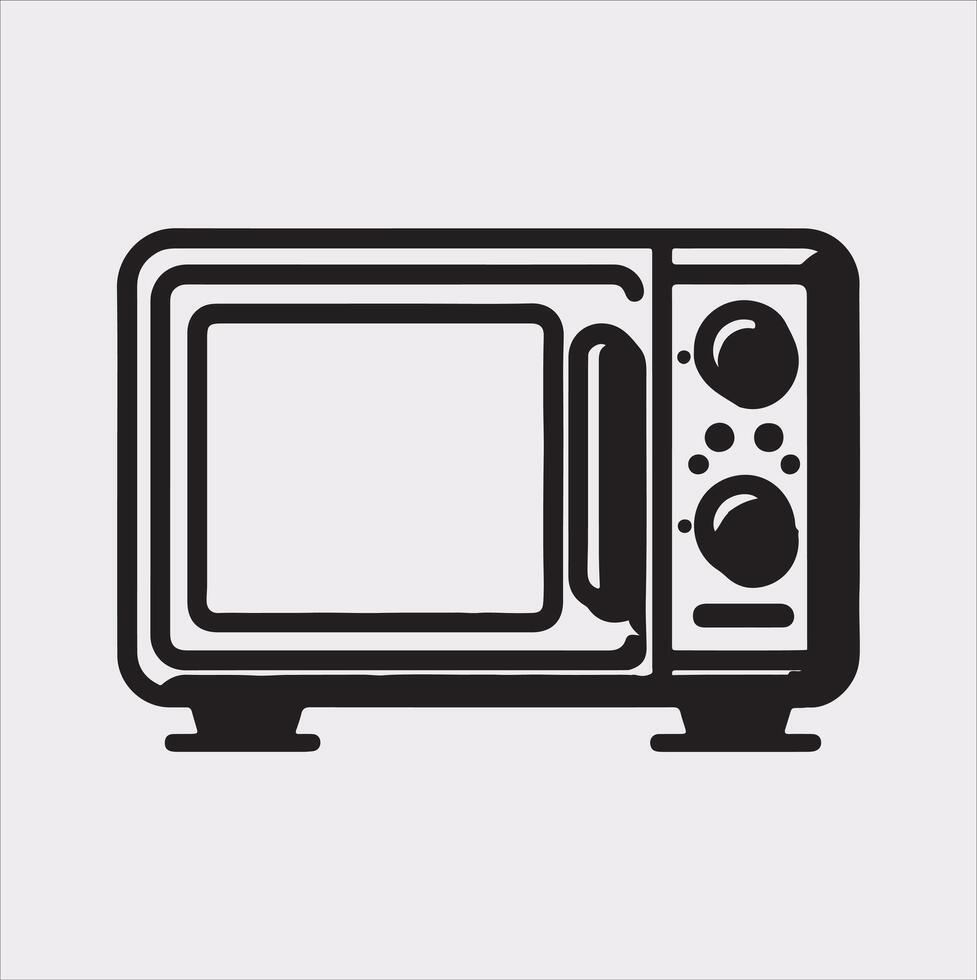 Microwave line art silhouette on white background vector