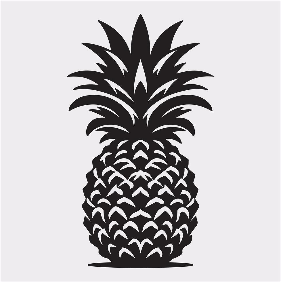 pineapple silhouette on white background vector