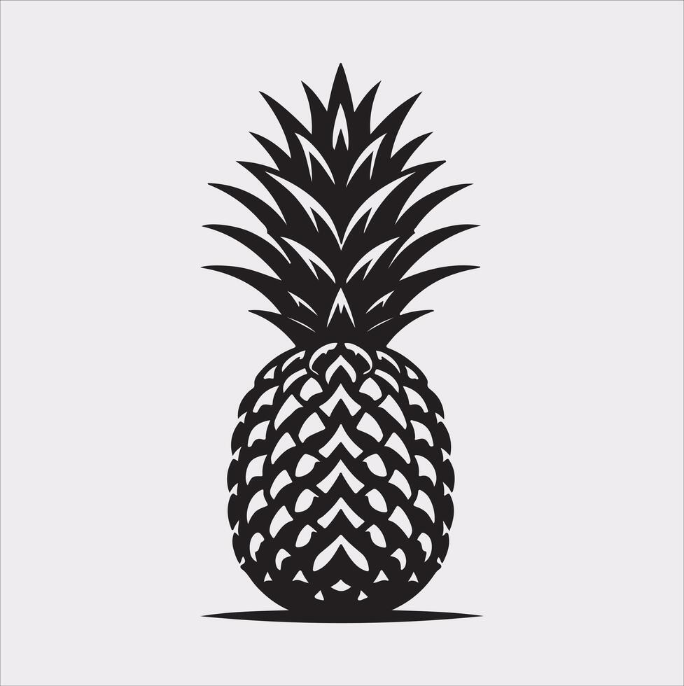 pineapple silhouette on white background vector