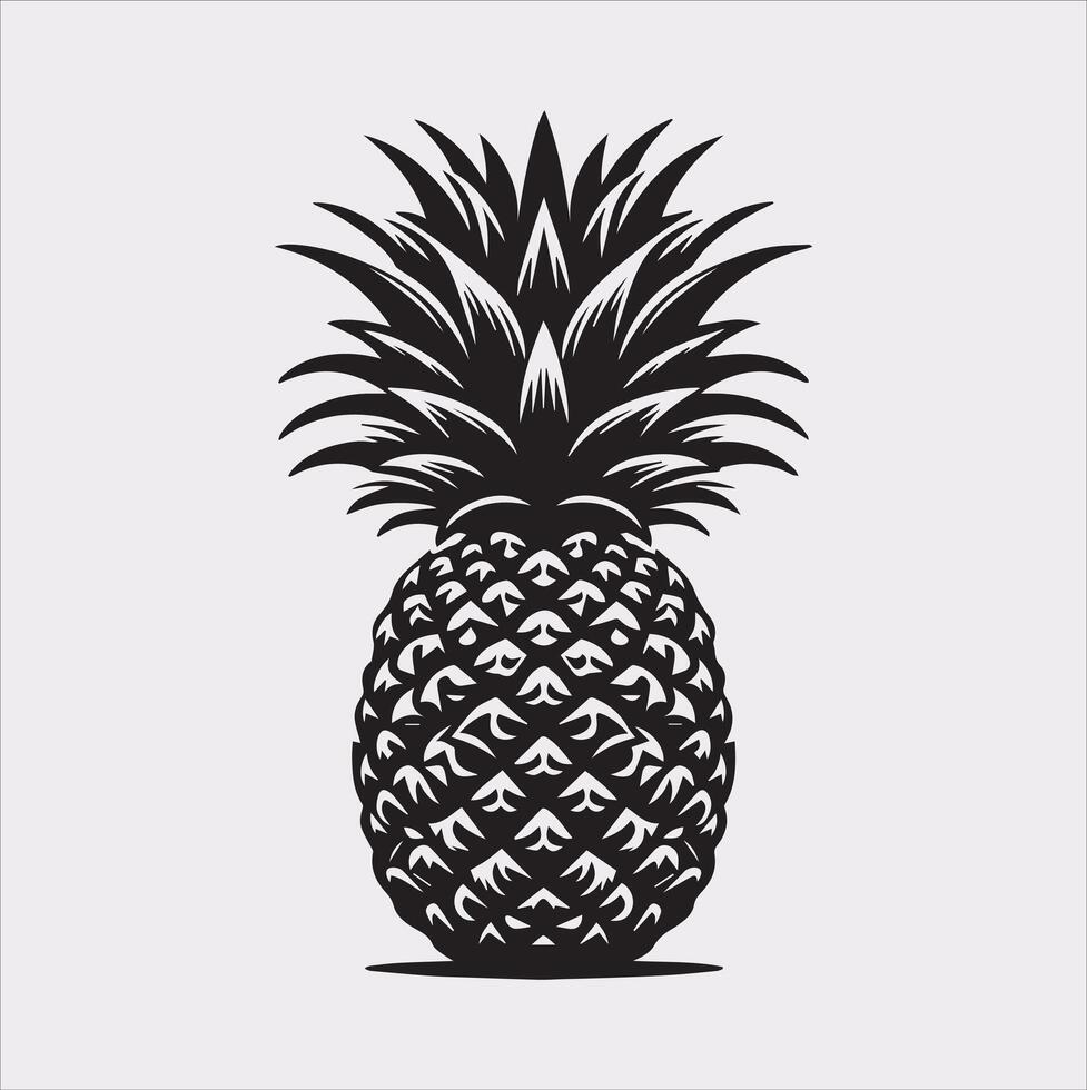 pineapple silhouette on white background vector