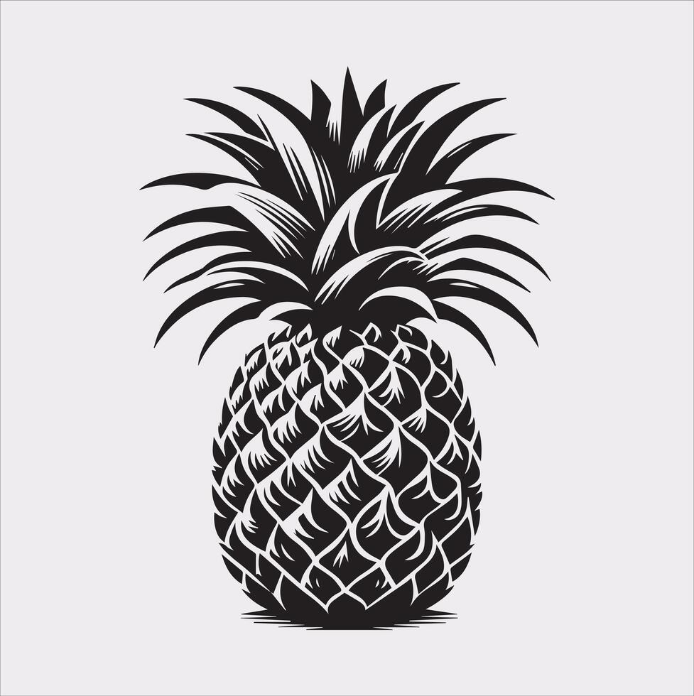 pineapple silhouette on white background vector