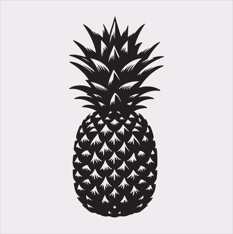 pineapple silhouette on white background vector
