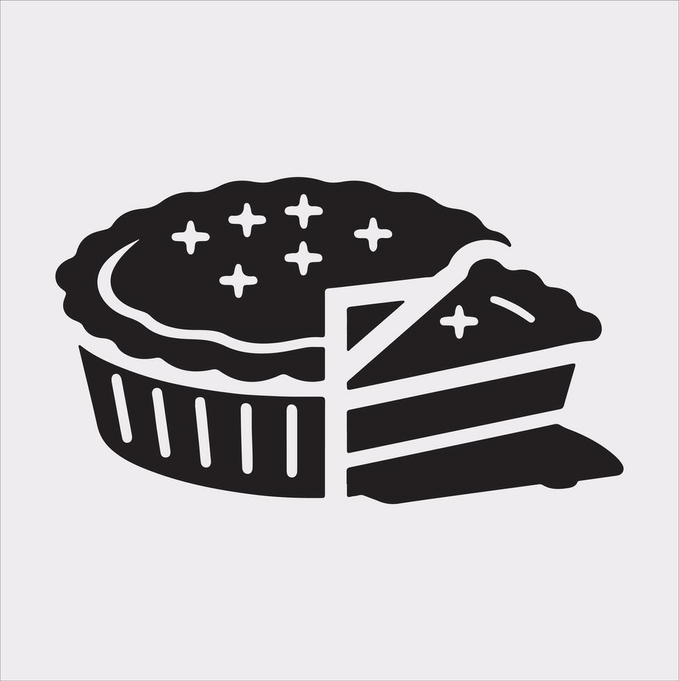 Pie icon silhouette on white background vector